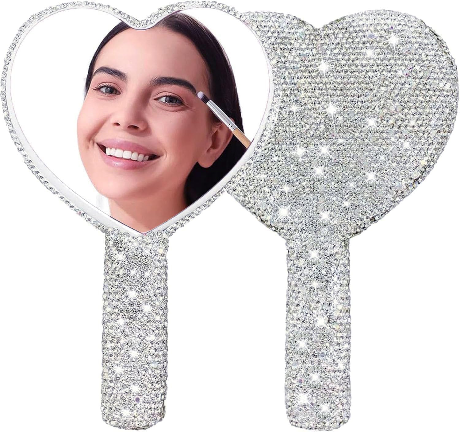 Beauty Love Makeup - Diamond Handheld Makeup Mirror Love Heart