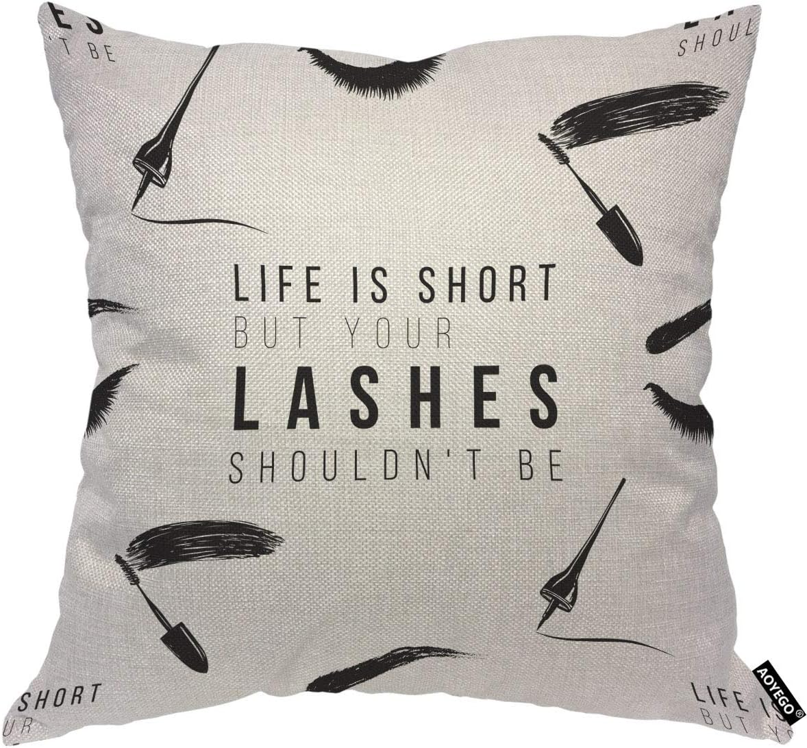 Funny Eyelash Quote Pillow Cov - Beauty Makeup Quotes Funny review and price