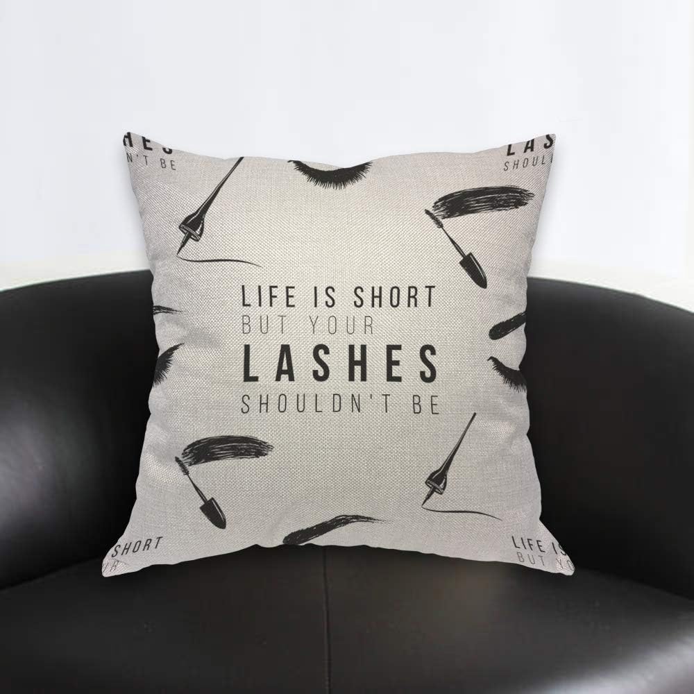 Funny Eyelash Quote Pillow Cov - Beauty Makeup Quotes Funny review and price